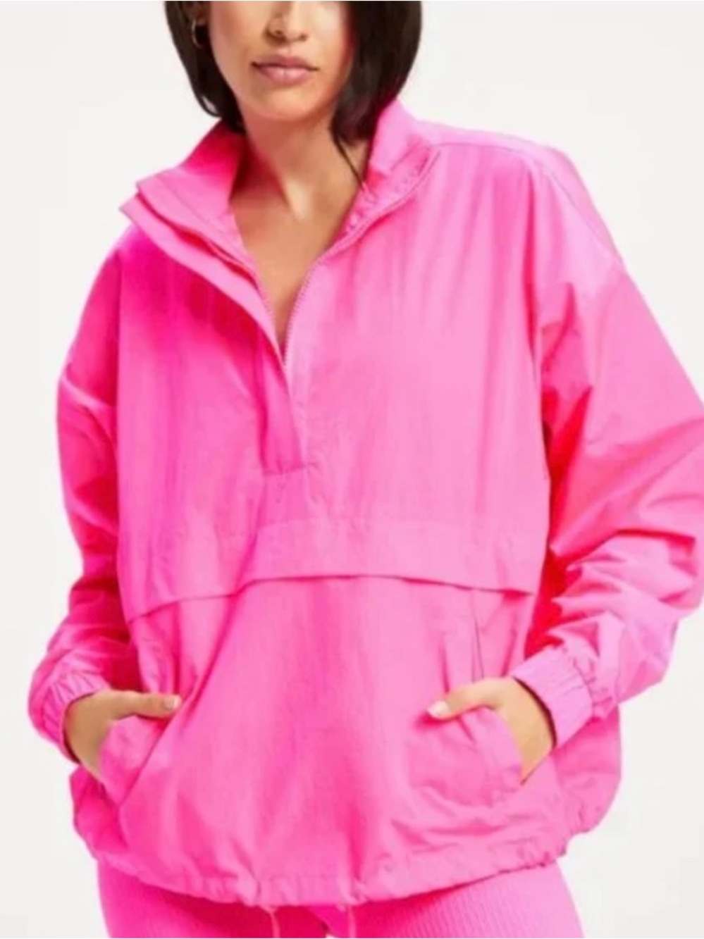 Good American Shine Oversized Anorak Jacket - Hot Pink